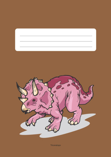 Schulheft DIN A4 Lineatur 29 Triceratops Dinosaurier braun: Rechenheft rautiert 5mmx9mm mit Doppelrand, Schreibbreite 155mm (Dino Schulhefte) (German Edition)