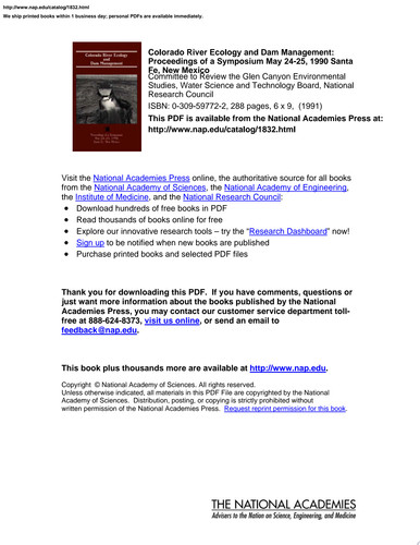 Colorado River Ecology and Dam Management Proceedings of a Symposium May 24-25, 1990 Santa Fe, New Mexico