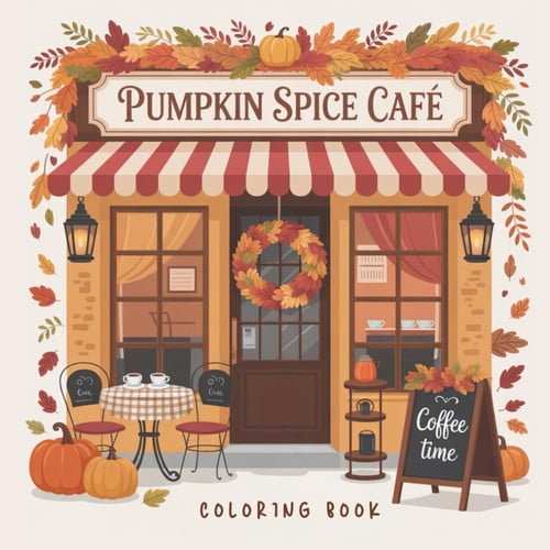 Pumpkin Spice Café – Cozy Autumn Coloring Book for Teens & Adults: Ein Malbuch, so cozy wie ein Nachmittag im Café – mit Zimtschnecken, Kaffeeduft und Entspannung.
