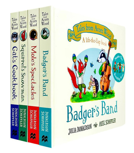 Tales From Acorn Wood Series Collection 4 Books Set By Julia Donaldson (Cat's Cookbook, Mole's Spectacles, Squirrel's Snowman & Badger's Band)