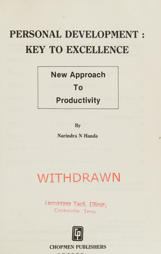 Personal Development Key to Excellence : New Approach to Productivity