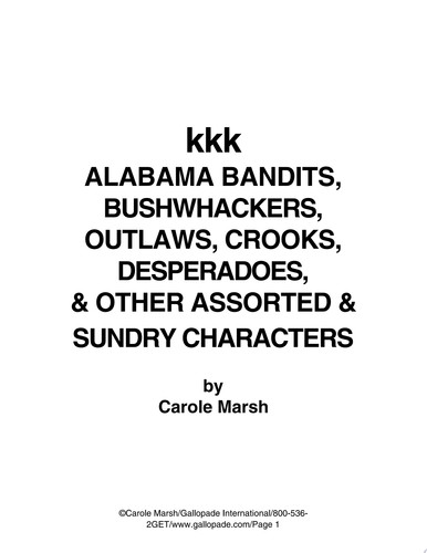 Cover of Alabama Bandits, Bushwhackers, Outlaws & Lawmen (& Women)! (Carole Marsh Alabama Books)