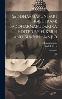 Saddharmapundarikasutram; Saddharmapudarika Edited by H. Kern and Bunyiu Nanjio 01