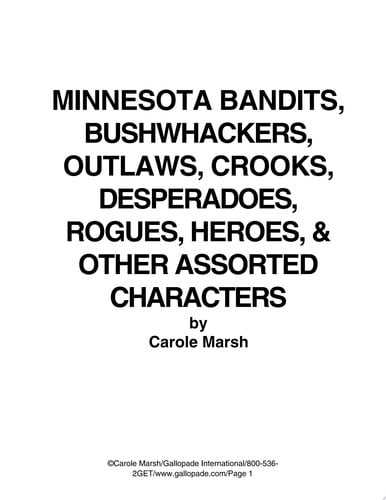 Cover of Minnesota Bandits, Bushwhackers, Outlaws & Lawmen (& Women)! (Carole Marsh Minnesota Books)