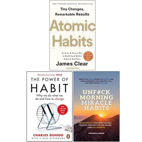 Atomic Habits, The Power of Habit & UnF#ck Morning Miracle Habits 3 Books Collection Set