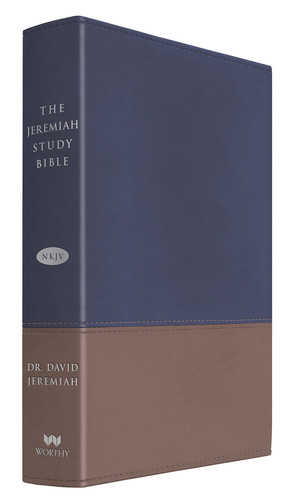 The Jeremiah Study Bible, NKJV: Navy/Tan LeatherLuxe® What It Says. What It Means. What It Means For You.