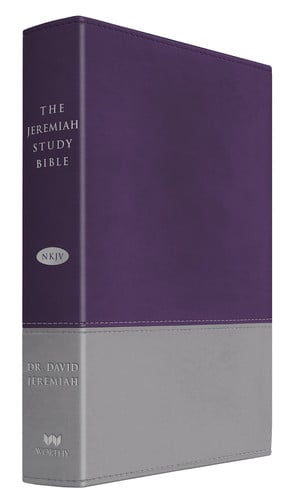 The Jeremiah Study Bible, NKJV: Gray/Purple LeatherLuxe® What It Says. What It Means. What It Means For You.