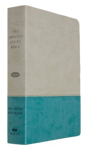 The Jeremiah Study Bible, NKJV: Gray/Teal LeatherLuxe® w/thumb index What It Says. What It Means. What It Means For You.