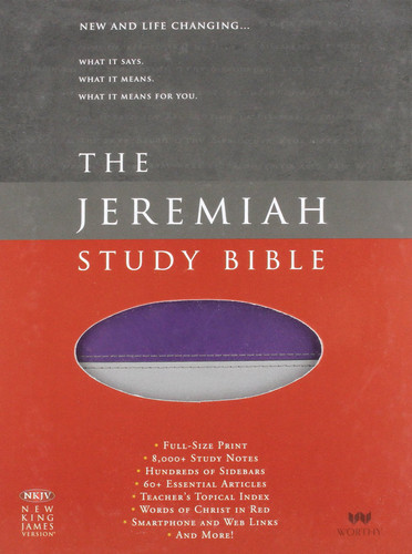 The Jeremiah Study Bible, NKJV: Gray/Purple LeatherLuxe® w/Thumb Index What It Says. What It Means. What It Means For You.