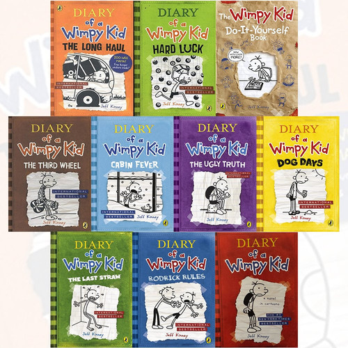 Diary of a Wimpy Kid Collection 10 Books Bundle By Jeff Kinney (Diary of a Wimpy Kid, Rodrick Rules,The Last Straw,Dog Days,The Ugly Truth,Cabin Fever,The Third Wheel,Hard Luck..