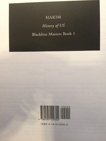 Cover of Blackline Masters for A History of US