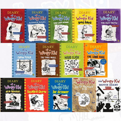 diary of a wimpy kid collection 14 books set by jeff kinney (diary of a wimpy kid,rodrick rules,the last straw,dog days,the ugly truth,[hardcover] the getaway,double down,the wimpy kid movie diary