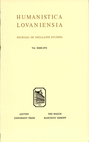 Humanistica Lovaniensia Journal of Neo-Latin Studies