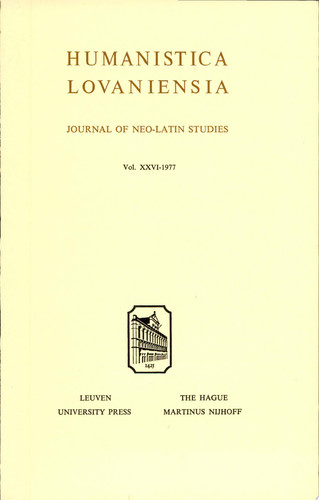 Humanistica Lovaniensia Journal of Neo-Latin Studies