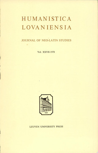 Humanistica Lovaniensia Journal of Neo-Latin Studies