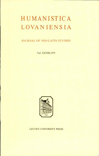Humanistica Lovaniensia Journal of Neo-Latin Studies