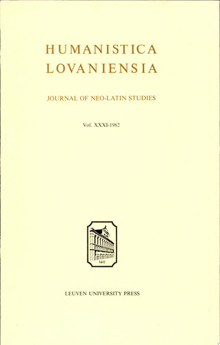 Humanistica Lovaniensia Journal of Neo-Latin Studies