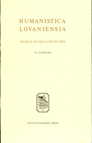 Humanistica Lovaniensia Journal of Neo-Latin Studies