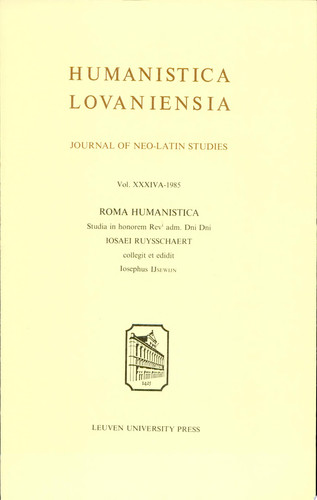 Humanistica Lovaniensia Journal of Neo-Latin Studies