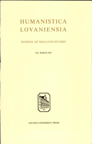 Humanistica Lovaniensia Journal of Neo-Latin Studies