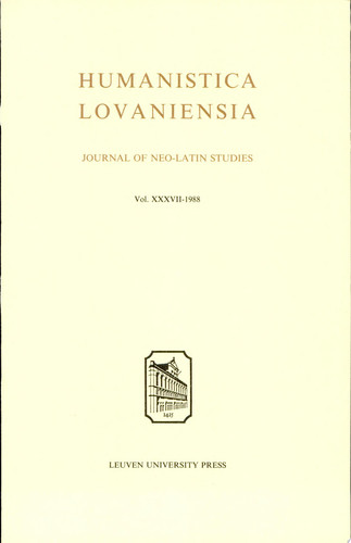Humanistica Lovaniensia Journal of Neo-Latin Studies