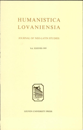 Humanistica Lovaniensia Journal of Neo-Latin Studies