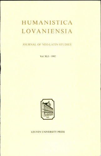 Humanistica Lovaniensia Journal of Neo-Latin Studies