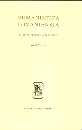 Humanistica Lovaniensia Journal of Neo-Latin Studies