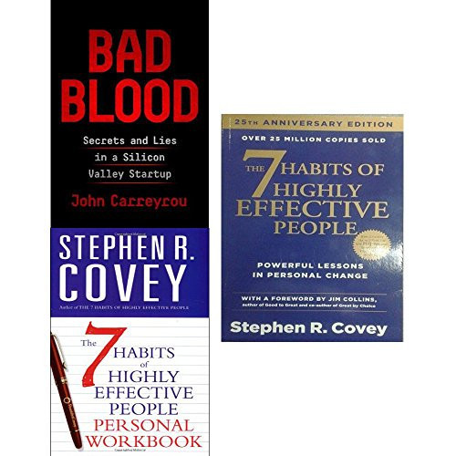Bad blood [hardcover] and 7 habits of highly effective people personal workbook 3 books collection set