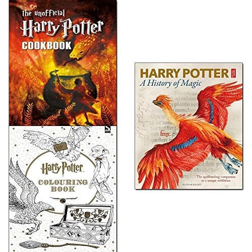 Harry potter a history of magic [hardcover], unofficial harry potter cookbook and colouring book 3 books collection set