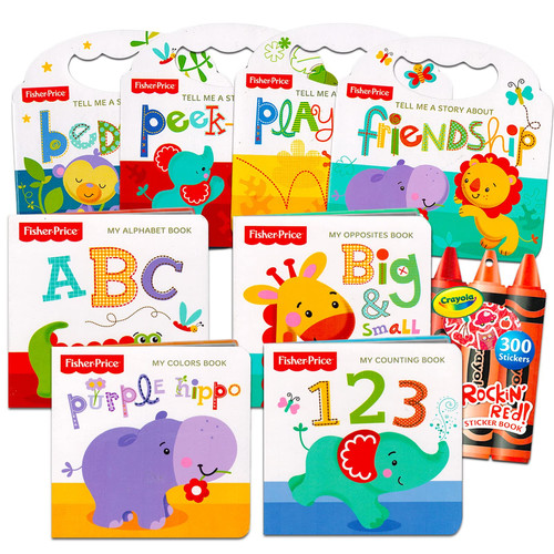 Cover of Fisher Price Board Books Ultimate Bundle Set for Babies, Toddlers - Pack of 8 Early Learning Board Books Featuring Colors, Numbers, Opposites, and More Plus Bonus Reward Stickers