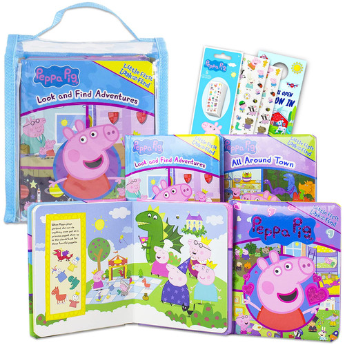 Cover of Peppa Pig Puzzle Books Bundle ~ 4 Peppa Pig Travel Games Board Books for Kids with Carrying Case, Bonus Stickers and More (Peppa Pig Book Set).