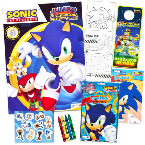 Cover of Sonic the Hedgehog Coloring Book for Boys - Sonic Coloring Set Bundle with Sonic Coloring Pages, Activities, Games Plus Sonic Stickers, Crayons, More Sonic Activity Book Set for Kids Ages 4-8