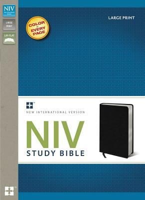 NIV Study Bible in Black Bonded Leather with Index Finger Tabs - ISBN 9780310437574
