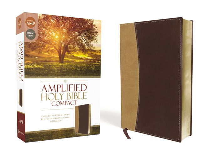 Amplified Holy Bible, Compact, Leathersoft, Tan-Burgundy Captures the Full Meaning Behind the Original Greek and Hebrew