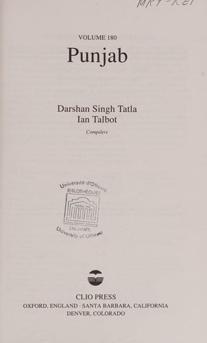 Punjab (World Bibliographical Series)