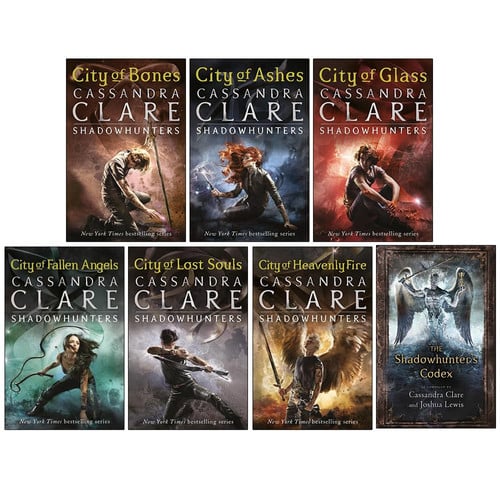 Cassandra Clare The Mortal Instruments A Shadowhunters 7 Books Collection Set (Bones, Ashes, Glass, Fallen Angels, Lost Souls, Heavenly Fire + The Shadowhunter's Codex)