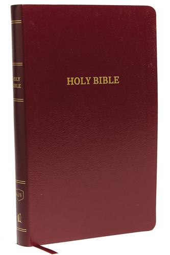 KJV Holy Bible Thinline with Cross References, Burgundy Leather-Look, Red Letter, Comfort Print: King James Version