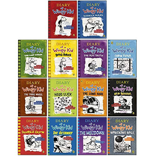 Diary of a Wimpy Kid Series Collection 14 Books Set By Jeff Kinney (Diary of a Wimpy Kid,Rodrick Rules,The Last Straw,Dog Days,The Ugly Truth,Cabin Fever,The Third Wheel,Hard Luck,Long Haul and more)