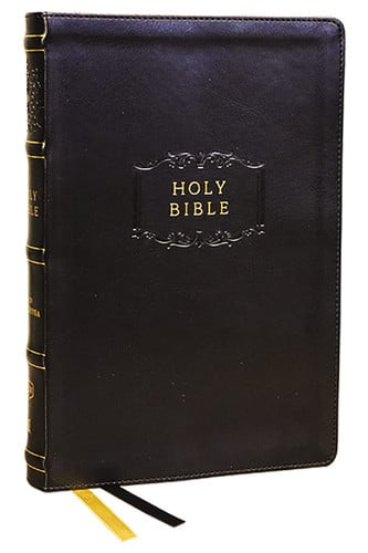 KJV Holy Bible with Apocrypha and 73,000 Center-Column Cross References, Black Leathersoft, Red Letter, Comfort Print King James Version