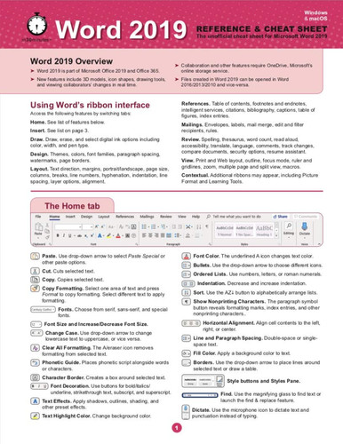Word 2019 Reference and Cheat Sheet The Unofficial Cheat Sheet Reference for Microsoft Word 2019 and Microsoft Word Online