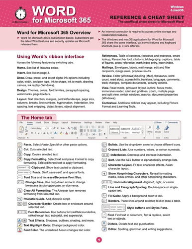 Word for Microsoft 365 Reference and Cheat Sheet The Unofficial Cheat Sheet Reference for Microsoft Word (Windows/macOS)