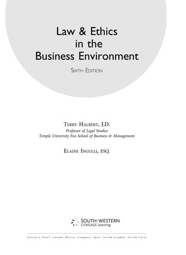 Law and Ethics in the Business Environment