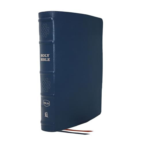 NKJV, Single-Column Reference Bible, Genuine Leather, Blue, Comfort Print Holy Bible, New King James Version