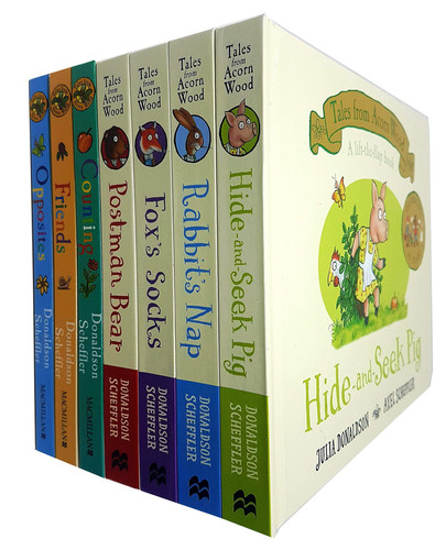 Julia Donaldson Tales from Acorn Wood series Collection 7 Books Set (Hide-and-Seek Pig, Rabbit's Nap, Fox's Socks, Postman Bear, Counting, Friends, Opposites)
