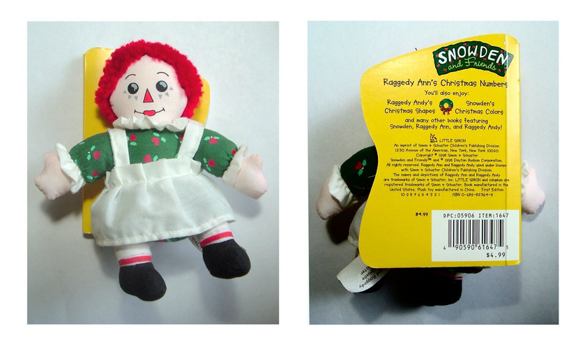 Cover of Raggedy Ann's Christmas Numbers Snowden Board Book With Plush
