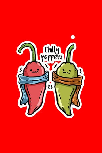 Chilly Peppers Lined Journal - Chilly Peppers Funny Sayings Fruit Puns Humor Jokes Gift - Red Ruled Diary, Prayer, Gratitude, Writing, Travel, Notebook for Men Women - 6x9 120 Pages - Ivory Paper