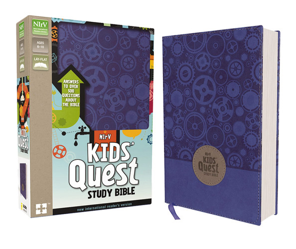 NIrV, Kids' Quest Study Bible, Leathersoft, Blue: Answers to over 500 Questions about the Bible