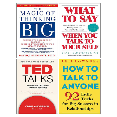 The Magic of Thinking Big, What to Say When You Talk to Your Self, How to Talk to Anyone, TED Talks 4 Books Collection Set