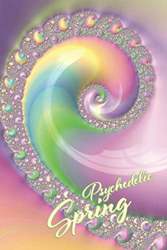 Psychedelic Spring: Stylish Fractal Art Notebook. Dot Grid. 120 White Pages. 6x9. Soft Cover. Glossy Finish.